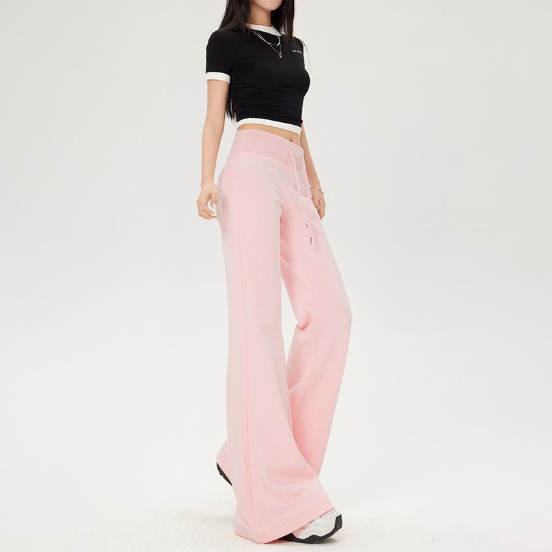 Sweet Casual Pants for Women Spring High Waist Bell-bottom Pants for Women Spring Drawstring Slim Casual Pants for Women Walk Pants for Women