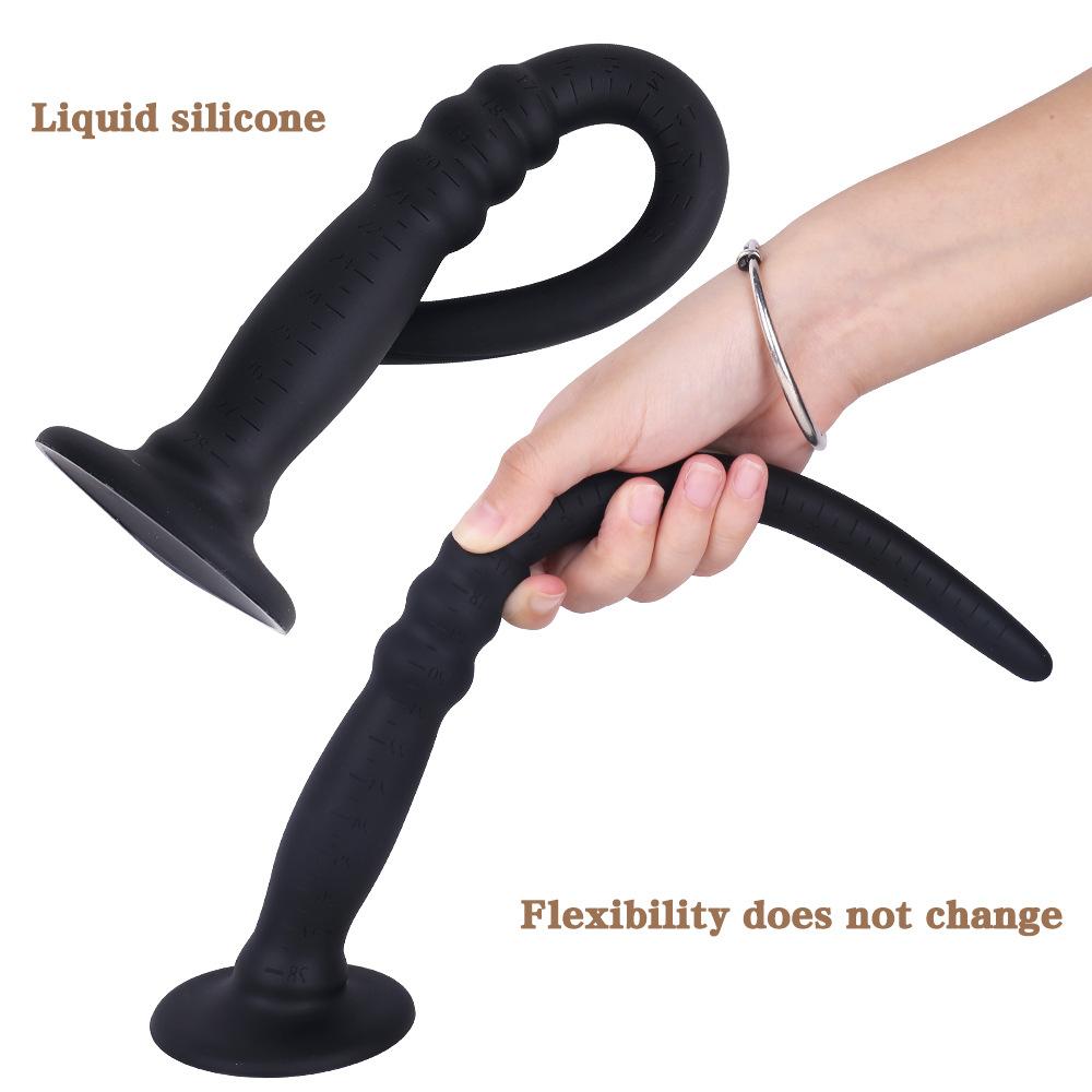 Liquid Silicone Soft SM Anal Plug Long Whip Sex Toy for Mother and Child Anal Plugs