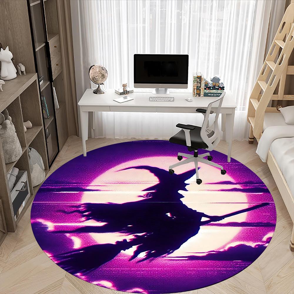1pc Witch Moon Office Round Area Rug, Under Office Chairs Bedroom Living Room Home Decor, Room Deco, Available In Various Sizes