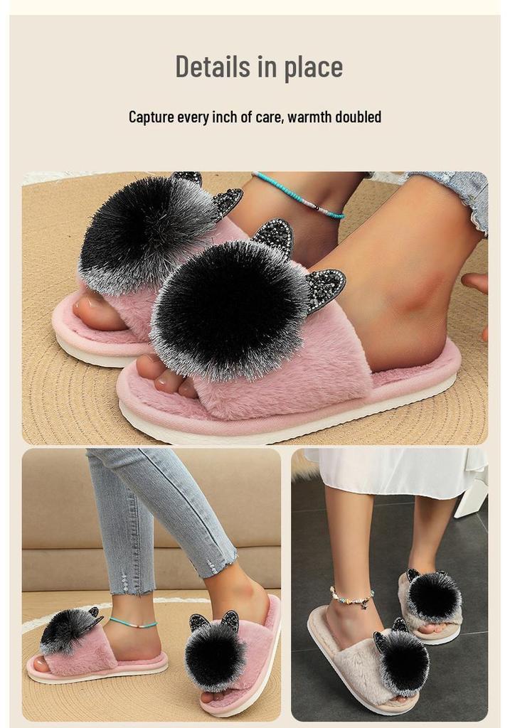 Cozy Non-Slip Plush Cotton Slippers: Soft Sole, Warm Indoor Footwear