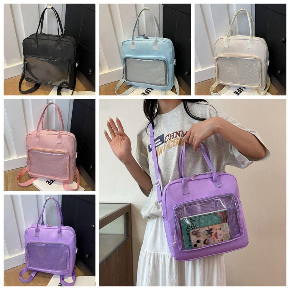 

Solid Color Nylon Crossbody Bag Doll Display Student School Bag Transparent Itabag Girl/Boy