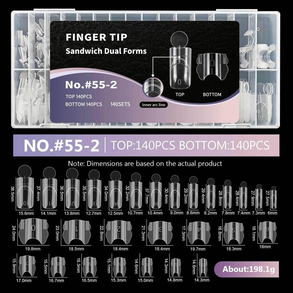 French Manicure Extension Mold Frosted Inner Layer/glossy Outer Layer Paint-free Snap-on Design Built-in C-shaped Curve Professional Nail Shaping Tool