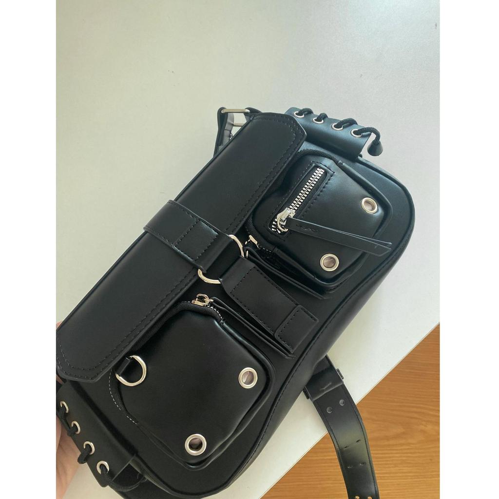 Y2K Korean Women Harajuku Vintage Gothic Black Hand Bag Aesthetic Elegant Punk Wallet Purse Handbags Shoulder Trend Tote Bags
