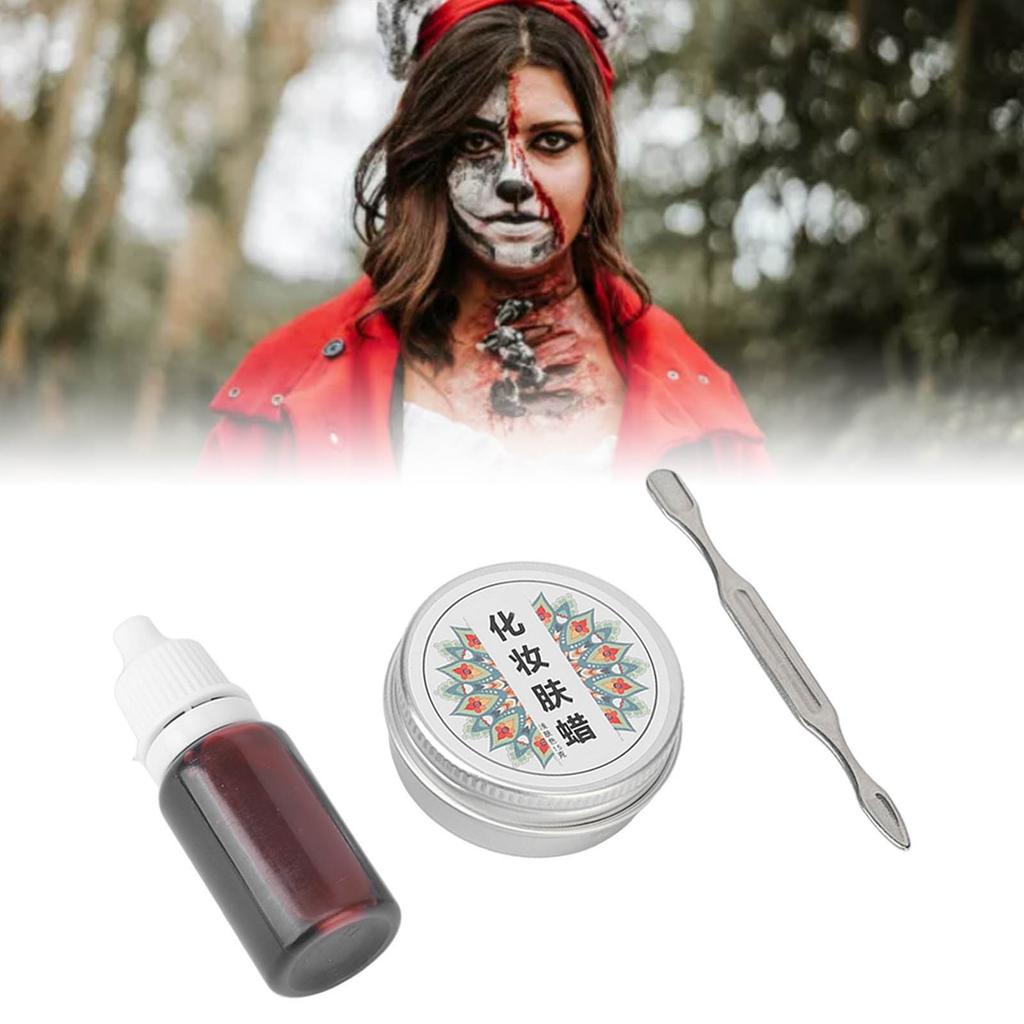 0.53oz Scar Wax 10ml Fake Blood Artificial Wound Modeling Blood Skin Wax with Spatula