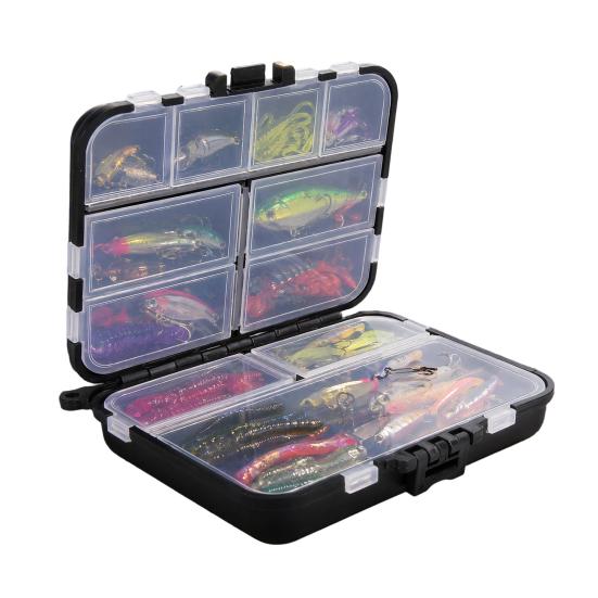 Double-sided Fishing Lure Box, Waterproof Plastic Fishing Tackle Storage Case, Transparent Visible Fishing Bait Accessory Organizer Container