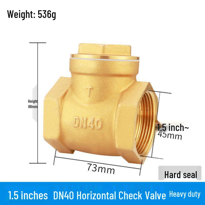 Durable Brass Horizontal Check Valve - Anti-Backflow, Fully Automatic, 6 Points for Tanks and Pipes