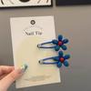 Blue Floral Duckbill Hair Clip for Women - Sweet Girl Hair Accessory