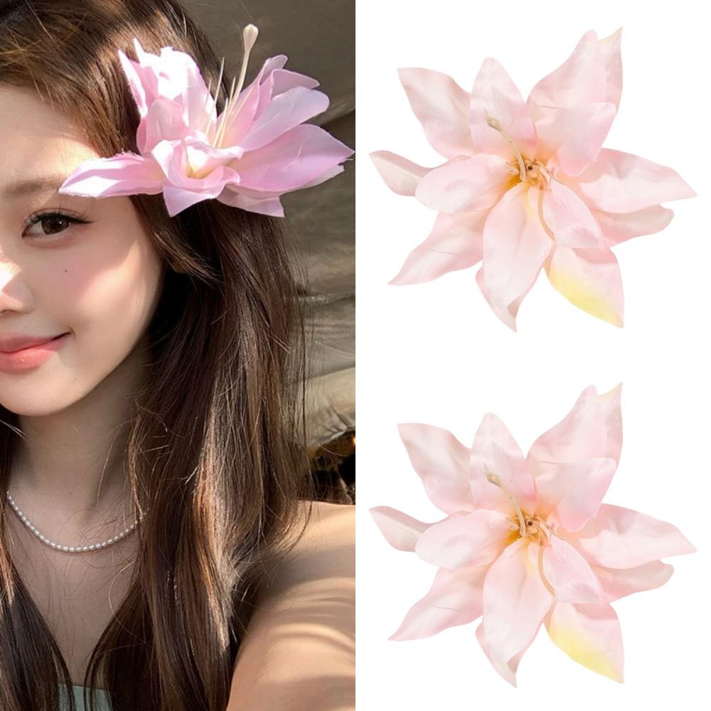 2/4/6 Pcs Hawaiian Flower Hair Clips for Women Artificial Floral Hibiscus Lily Barrettes Hairpin Accessories Vacation Beach Gift