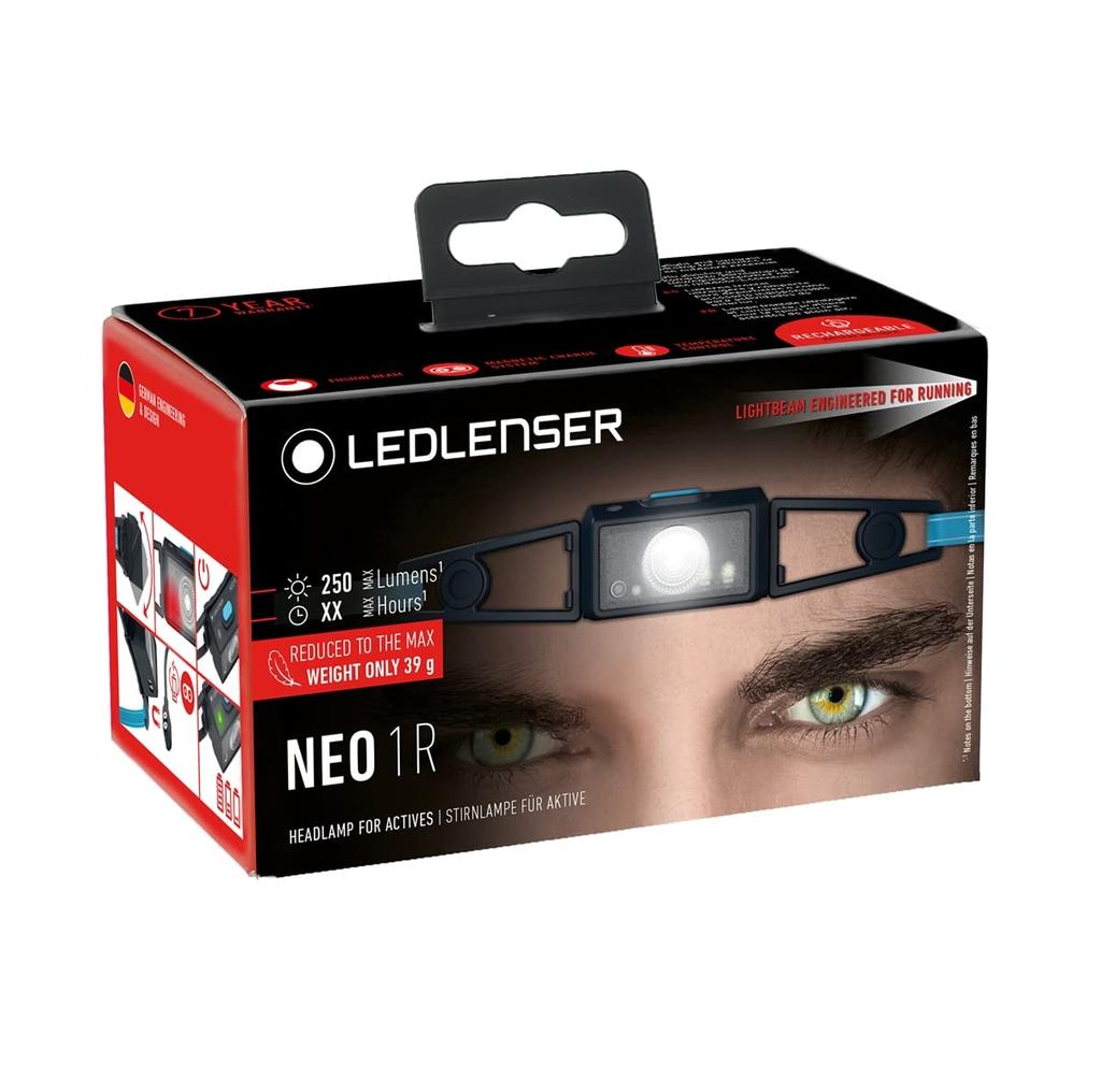 Ledlenser NEO1R LED Perfect for 502713 Japanese Headlamp, Black/Blue, Rechargeable, Ultra-Lightweight, 39g, Compact, Outdoors, Running, Black/Blue,