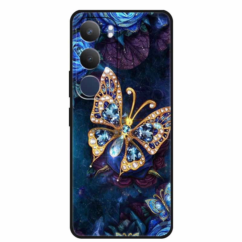 

For Vivo Y29 5G Case Cute Butterfly Flower TPU Soft Phone Cases for Vivo Y29 V2420 Oil Painting Style Shockproof Silicone Fundas For Vivo Y29 5G