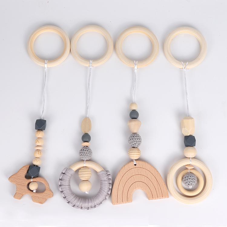 High Quality Baby Teething Toy 4-piece Pendant for Baby Play Gym rainbow Rabbit Teether Pendant серый