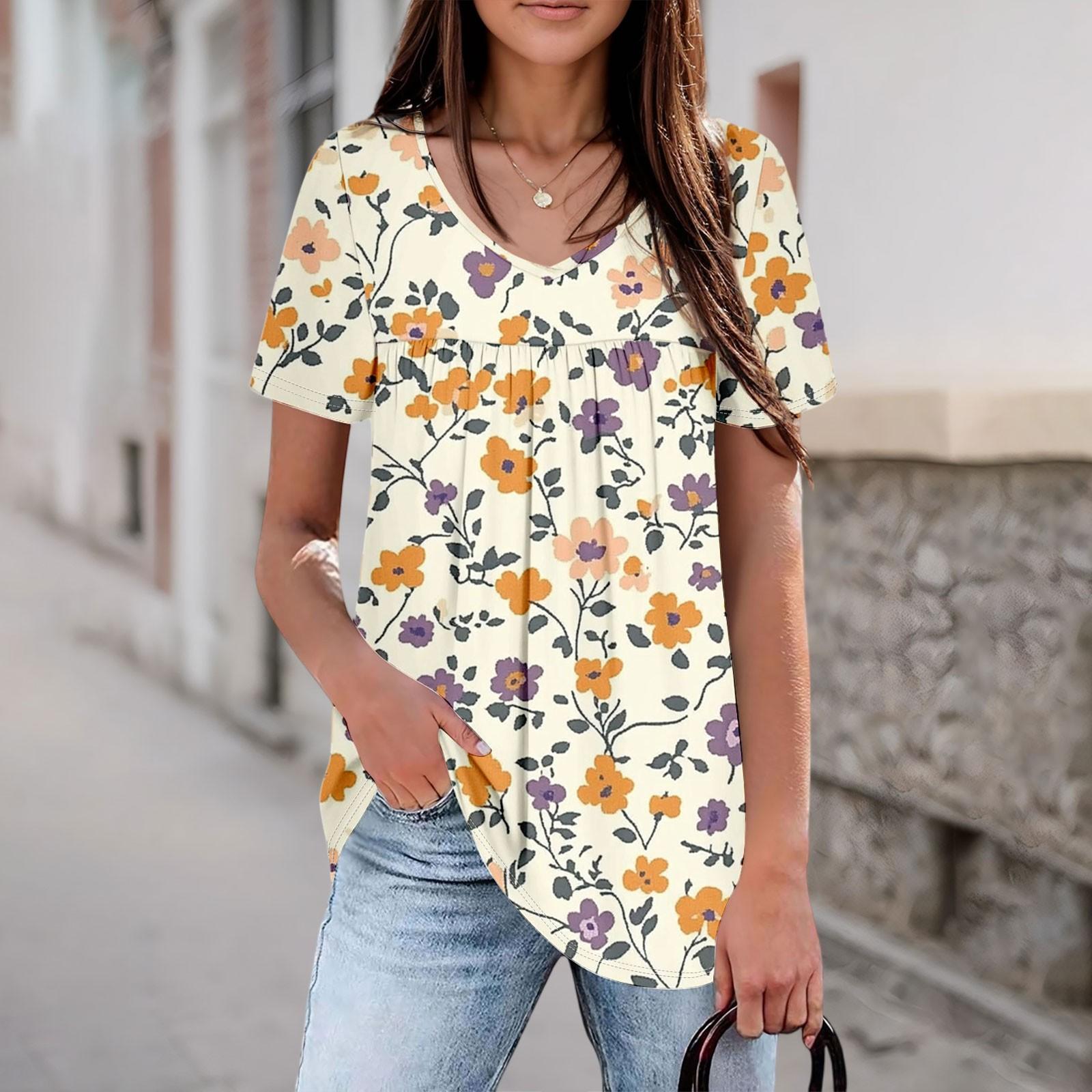 

Женский повседневный топ с V-образным вырезом и короткими рукавами, плиссированный на груди, с короткими рукавами XL жёлтый