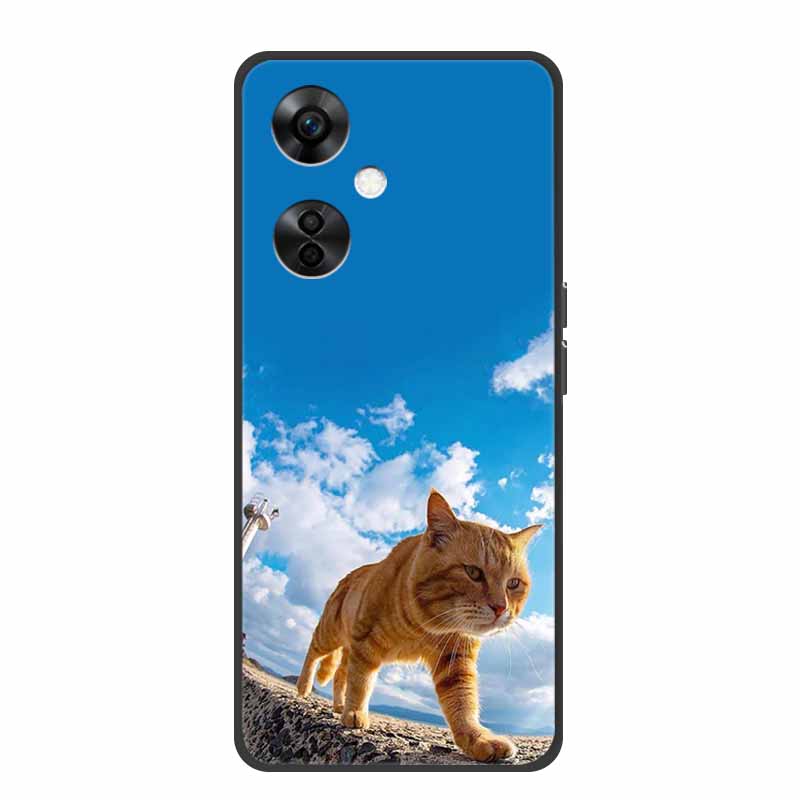 For OnePlus Nord CE 3 Lite 5G Cases Black Silicone Soft Cute Cat Rose Case For OnePlus Nord CE 3 5G Heart Lion Luxury TPU Cases