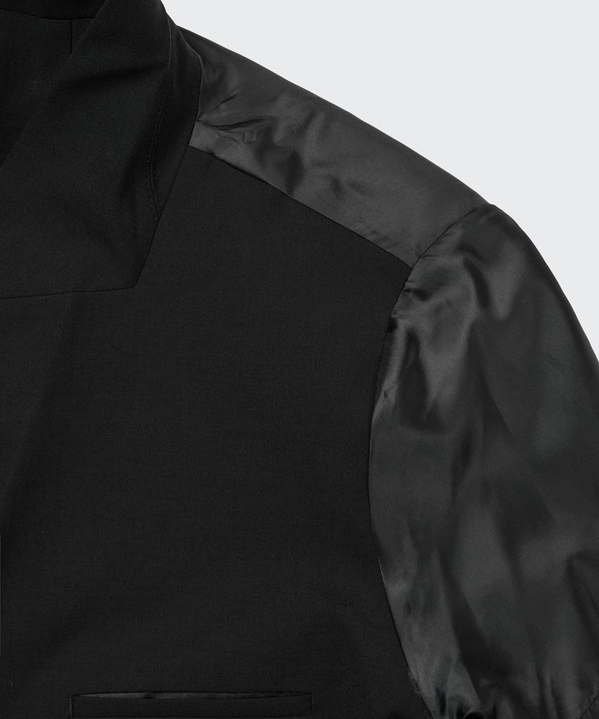 Musinsa Standard Dámský Dámský Lněný Crop Krátký Rukáv Blazer [Černý]
