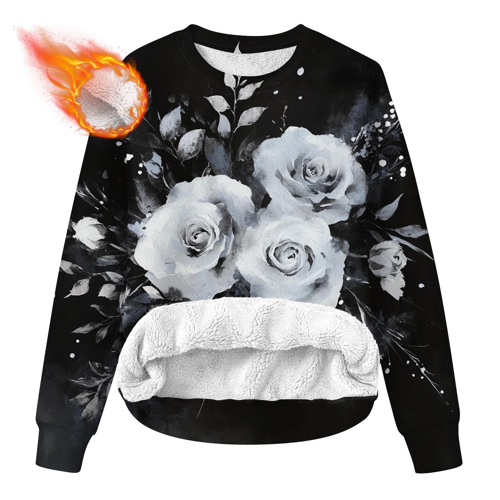 

Женская повседневная модная толстовка с круглым вырезом и принтом из бархата L чёрный