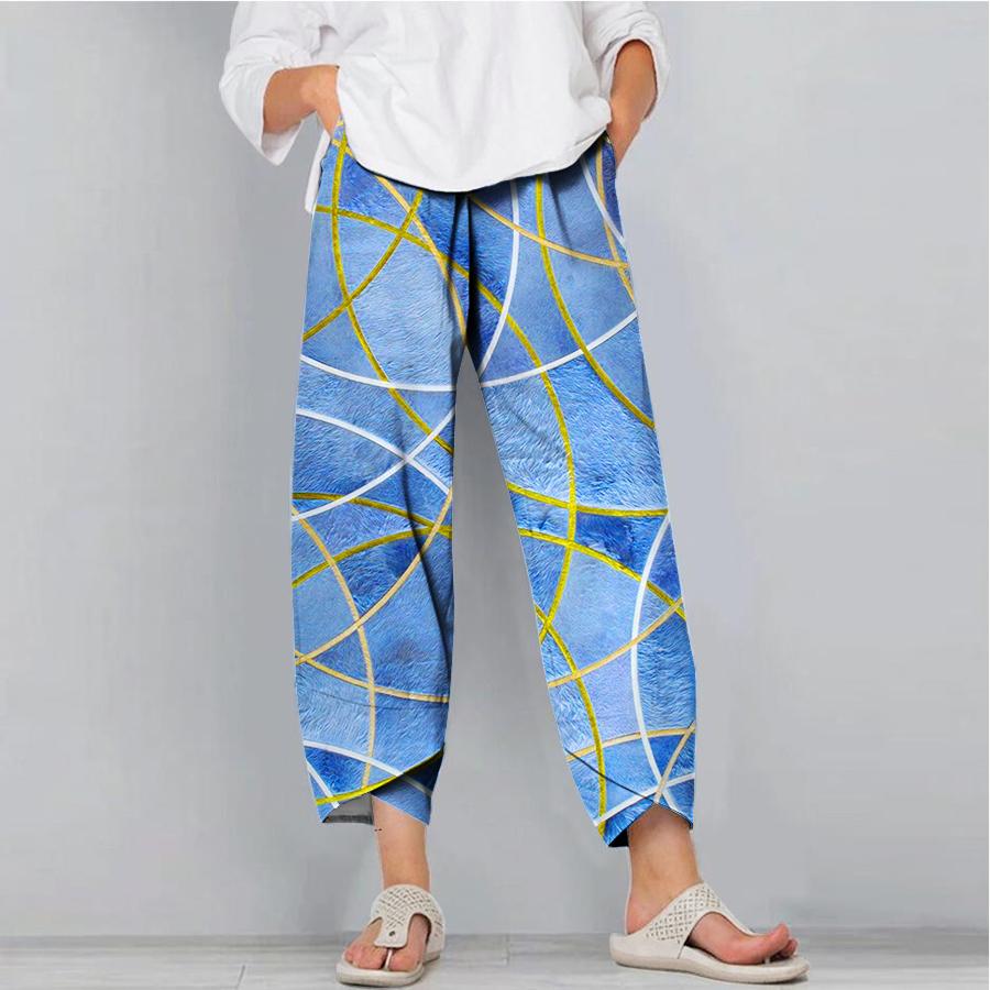 

Мужские модные повседневные брюки, свободные широкие брюки, рабочая одежда, карманы, свободные линии с принтом