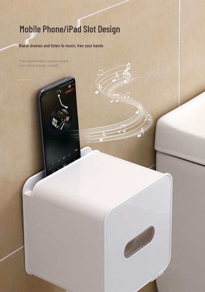 Waterproof No-Punch Toilet Paper Storage Rack and Towel Holder