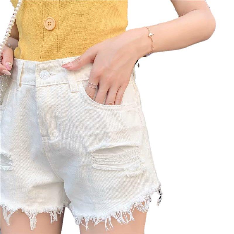 Letnie bawełniane lniane spodenki jeansowe damskie spodenki z wysokim stanem modne spodnie Streetwear