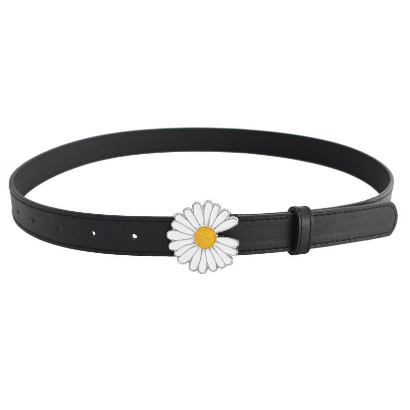 Smooth Buckle Skirt With Small Daisies Thin Belt Schoolgirl Decorative Jeans With Tide