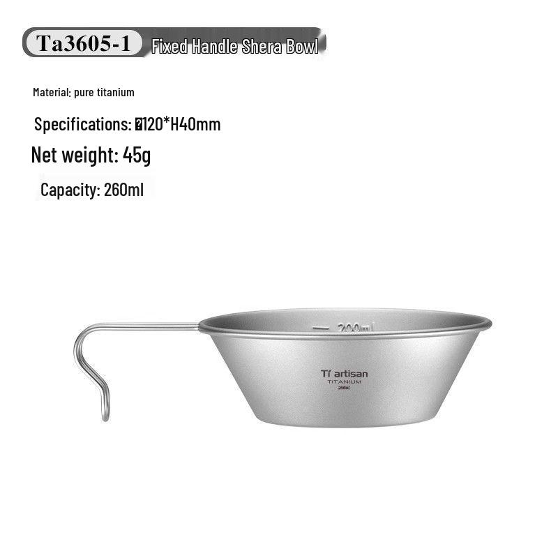 Pure Titanium Outdoor Camping Bowl and Plate: Lightweight, Portable, Single Layer