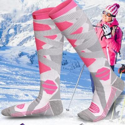 1 Paar Neue Damen Winter Warme Ski Socken Verdickte Atmungsaktive Kompressionssocken Thermische Hochelastische Lange Strümpfe