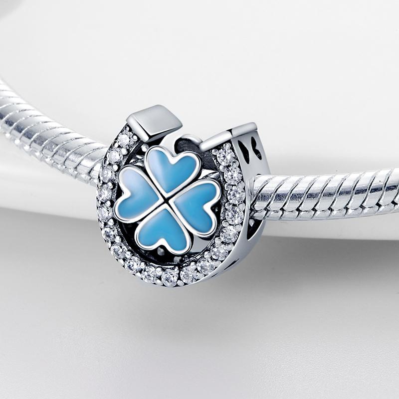 Genuine Charm Copper Heart Four-Leaf Clover Good Luck Symbol Bead Fits Bracelets Women Jewellery Do-It-Yourself Gifts