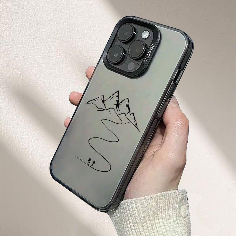 Mountain line pattern phone case suitable for iPhone 17 16 15 14 13 12 11 Pro/Max/Plus anti drop and shockproof back cover