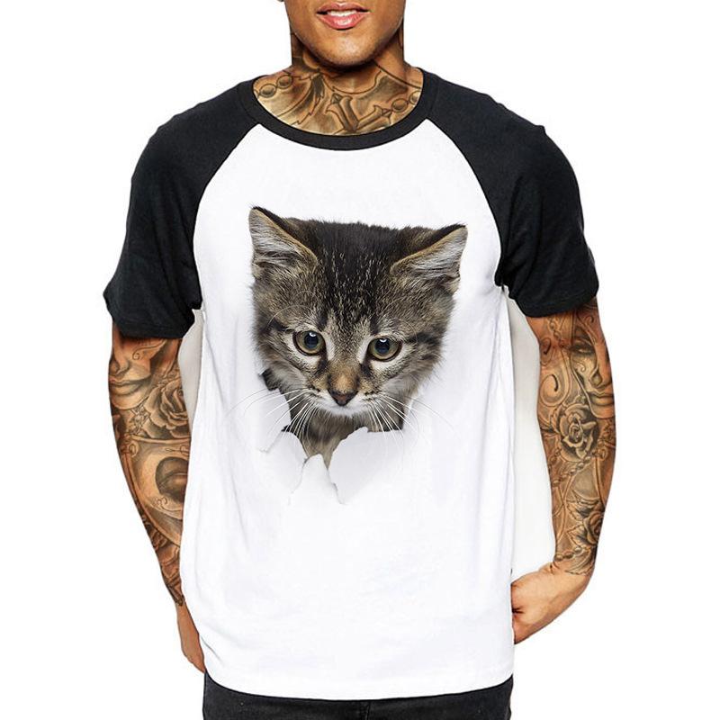 3D Cat Print Summer Men's T-shirt Street Unisex Clothes Plus Size Comfortable Round Neck Short-sleeved Men's T-shirt Top S-3XL