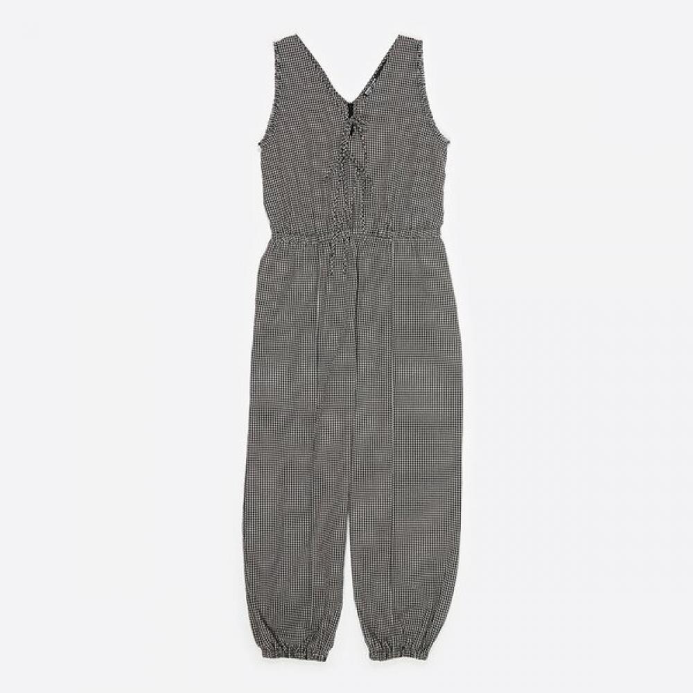 

Bimba Y Lola Ribbon fraYed Detail Check Jumpsuit Black B265awo019bkb Black/XS