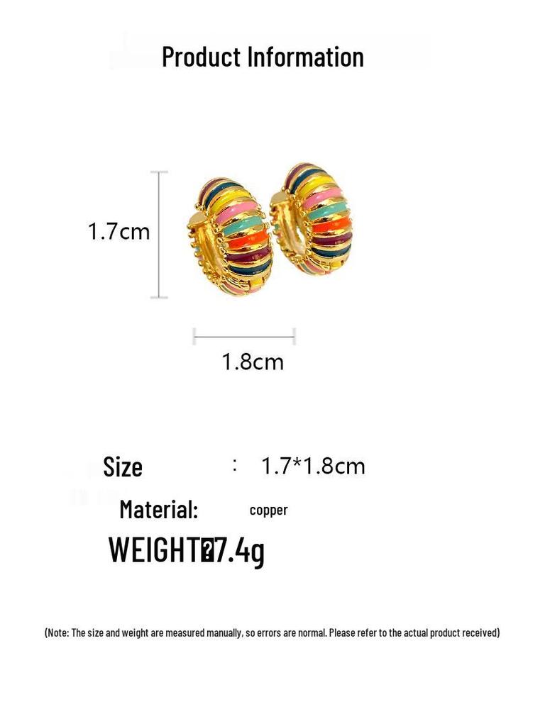 Elegante Retro Drip Oil Dopamin Ohrringe: Bunte & vielseitige Kreis-Ohrclips für einen luxuriösen Touch