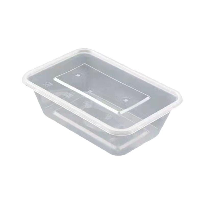 Disposable 1000ml Plastic Rectangular Takeout Containers with Lids, 300 Sets
