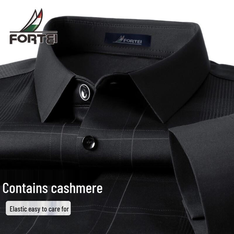 Futing Men s Cashmere Blend Stretch Long-Sleeve Business Shirt 54