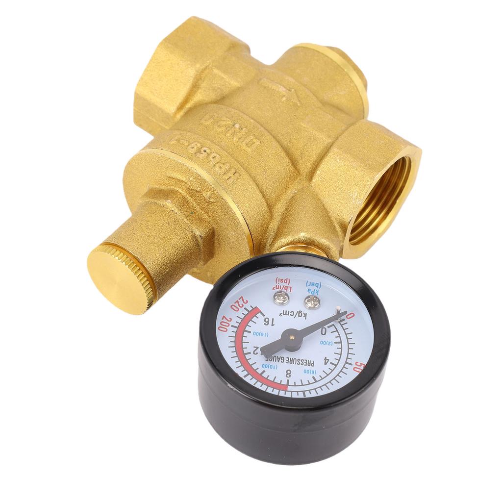 Water Pressure Regulator DN20 3 4 Inch Thread Light Duty Brass Water Pressure Reducing Valve with Filter and Gauge for