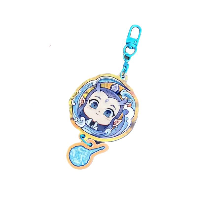 Cute Nezha Star Bell Keychain Nezha Conquers The Dragon King Anime Peripherals Pendant Gift Car Key Ring Bag Decor