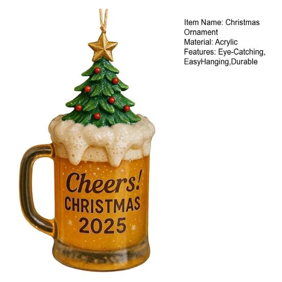 Christmas Ornament Drink Cup Hanging Charm Personalized Holiday Lanyard Decorations for Family Friends