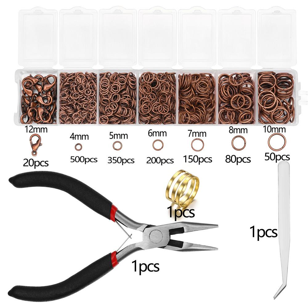 1353Pcs/Set Alloy Lobster Clasp Jump Rings Needle Nose Pliers Tweezers Open Ring Jewelry Accessories Kit for DIY Jewelry Making