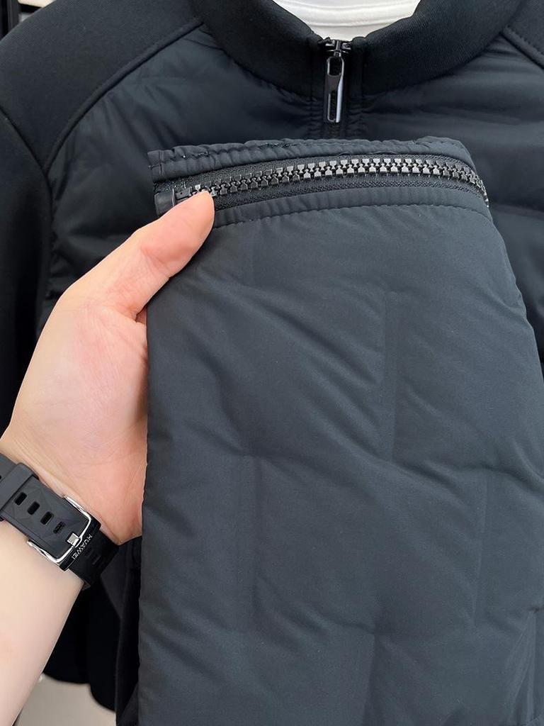 Men's Stand Collar Patchwork Down Jacket, Autumn/Winter 2025 Collection - Lightweight, Versatile, and Warm Casual Outerwear Cardigan.