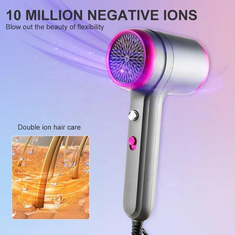 Negative Ion Hair Dryer 2 Hot Air And 2 Cold Air Low Noise No Damage To Hair Suitable For Home And Travel