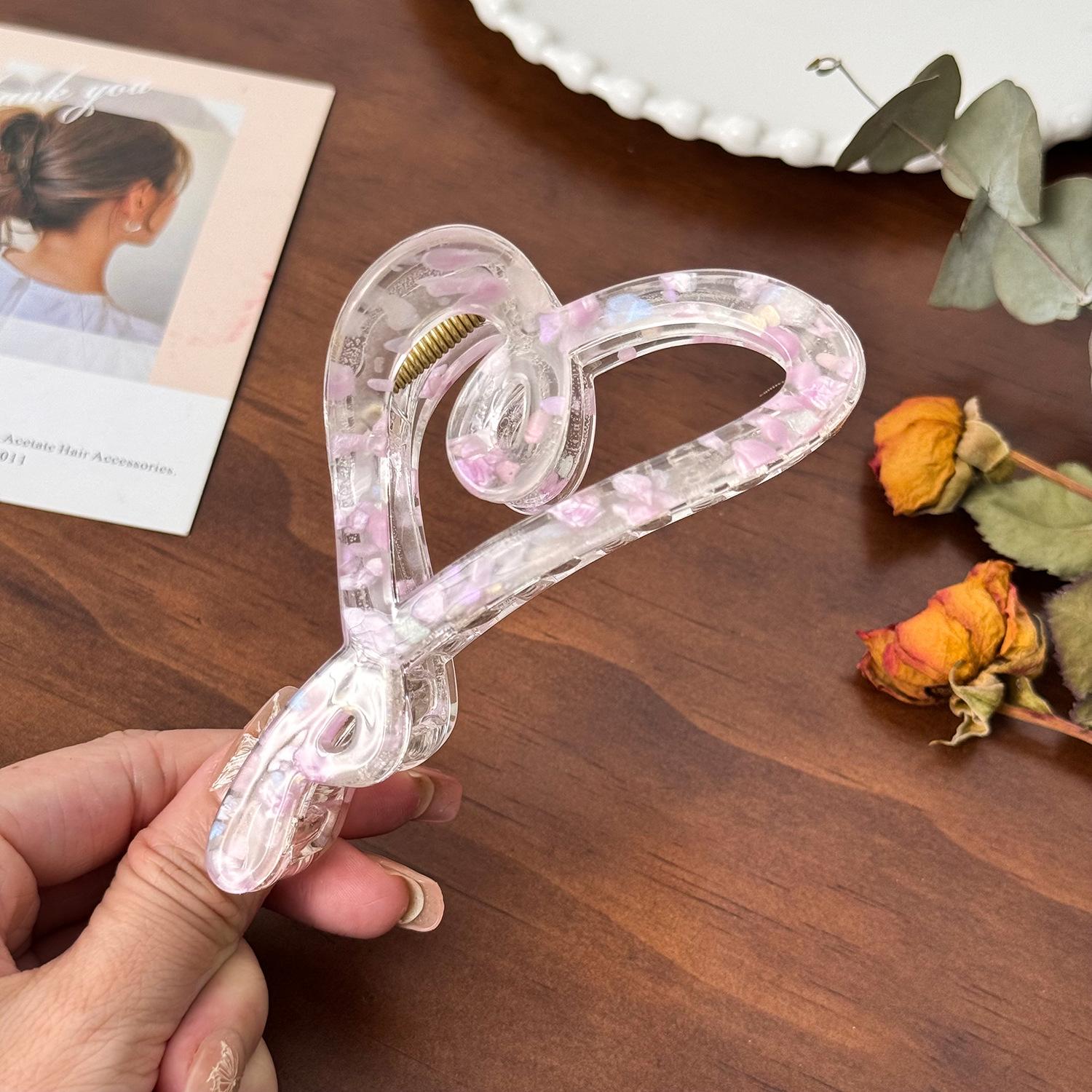 

Shaped Heart Trendy Hair Claw Clip In Floral Acrylic For Stylish Hair Updos Floral Pink