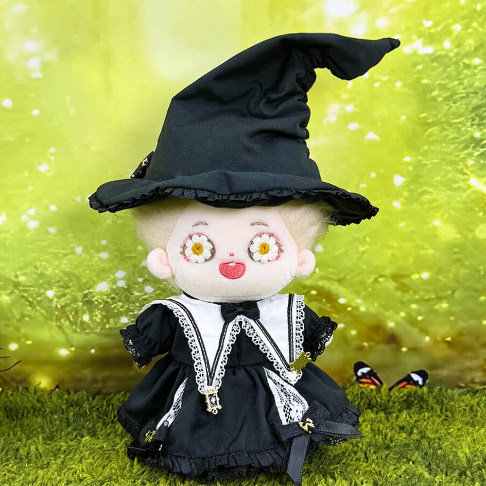 niannyyhouse Cotton Doll Clothes - 15cm Doll Clothes - Hat + Collar + Dress - 3-Piece Set - Doll Baby Clothes - Black Magic - Dress Up - For Stuffed