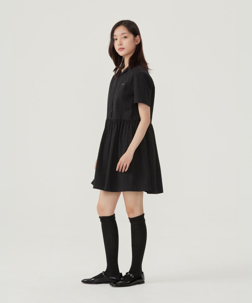 Covernat Woman Collared Half-Sleeve Dress Ivory