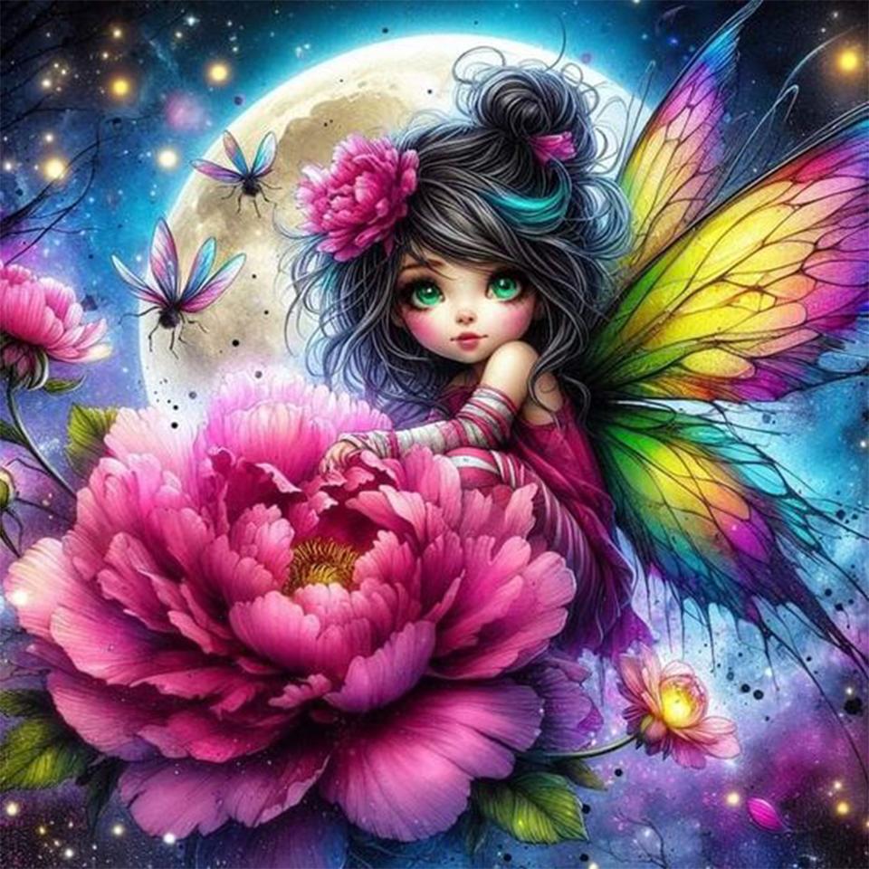 Cute Elf Girl Diamond Painting Set Flower Fairy Flower Cross Embroidery Handmade Mosaic DIY Art Designer Home Decor Gift