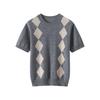 Pure Cashmere Color Block Knitwear with Diamond Pattern