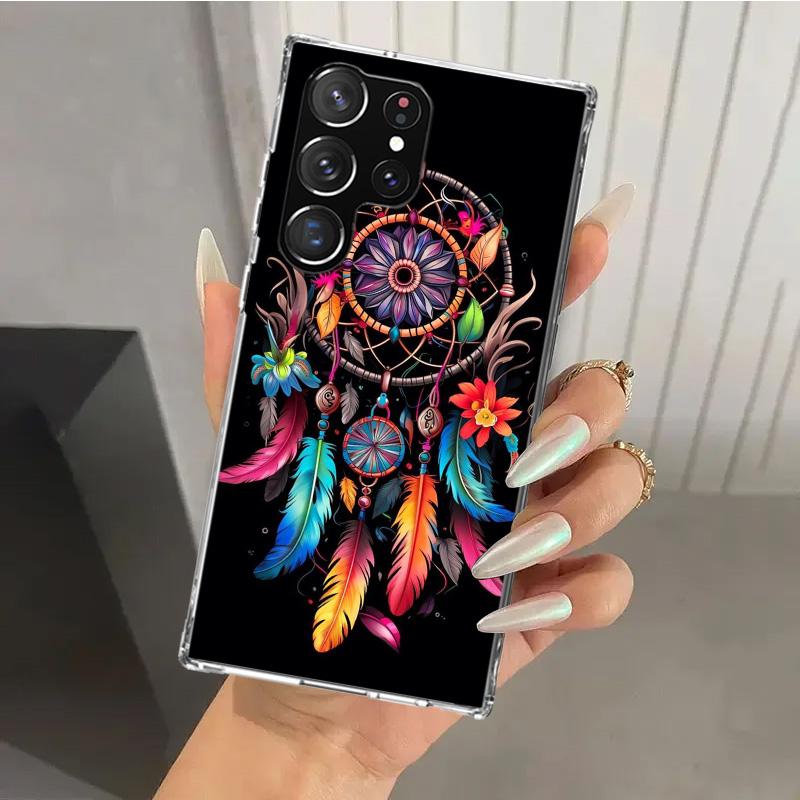 Retro Feather Dreamcatcher Phone Case for Samsung Galaxy S26 S24 S23 Ultra S25 Edge S22 S21 Plus S20 FE + Soft Print Shell Funda