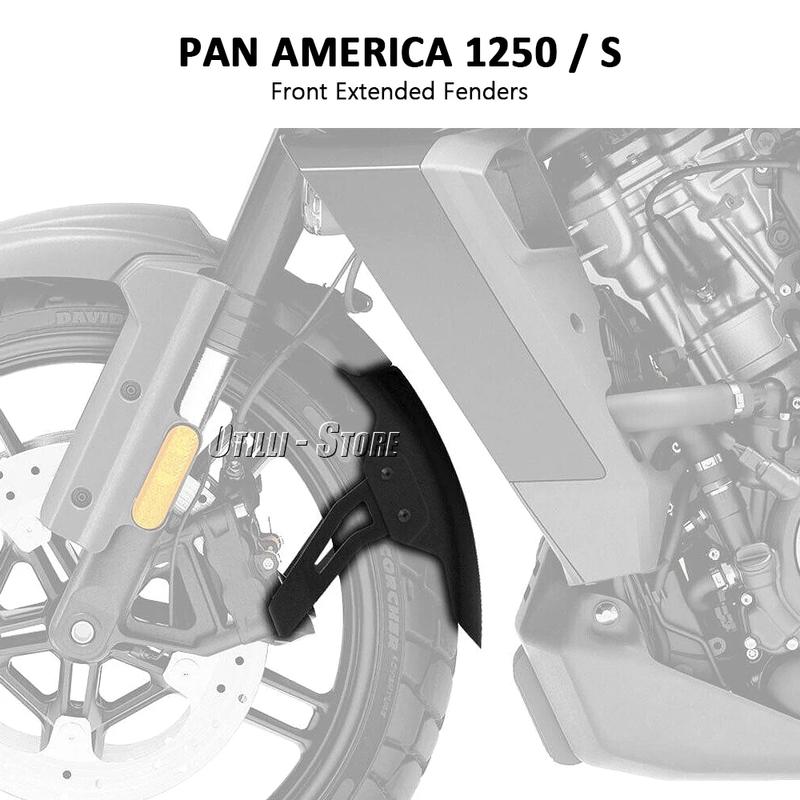 New Motorcycle Extended 265mm Mudguard ABS Mud Guard Kit Front Fender For Pan America 1250 Special PA1250 S PA1250S 2021-2024