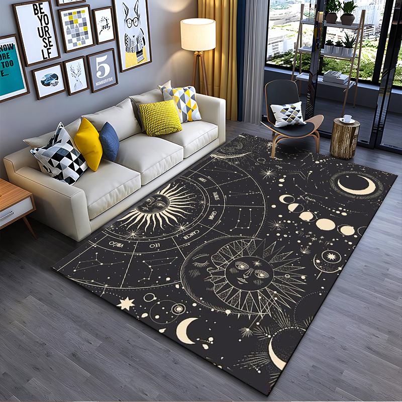 

70Astrological Star Map Rug with Sun, Moon, and Zodiac Signs Design 50 Suitable for use as an anti-slip game mat for living room and bedroom sofas 40x60cm( 15x23in )