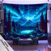Starry Sky Mountain Range Forest Lake Tapestry Bedroom Aesthetics Office Living Room Polyester Wall Hanging Home Decor