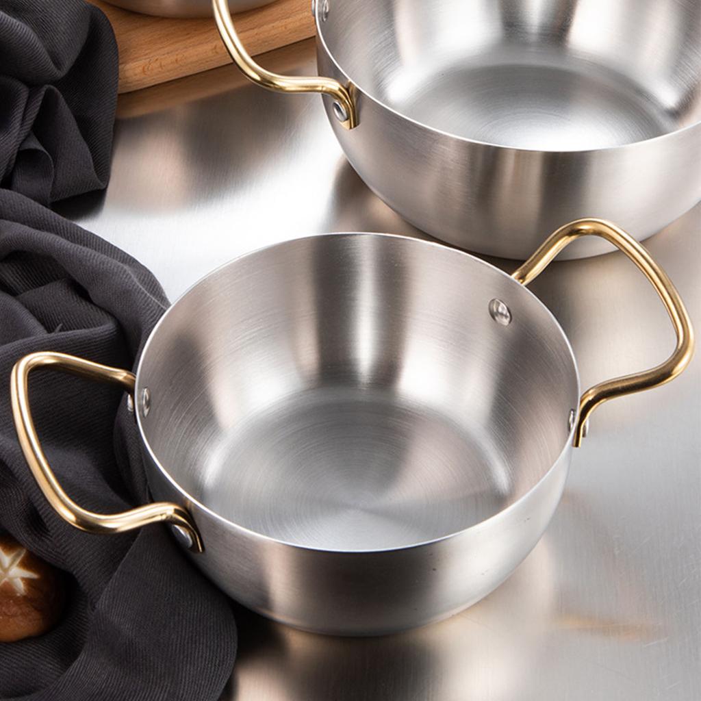 Korea Ramen Pot Stainless Steel Double Handle Fast Heating Ramen Noodle Cooking Pot for Induction Cooker