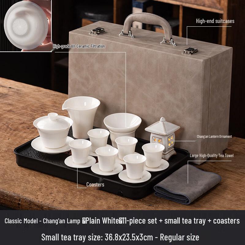 Ru Han Chang an Lamp Plain White Ceramic Tea Set