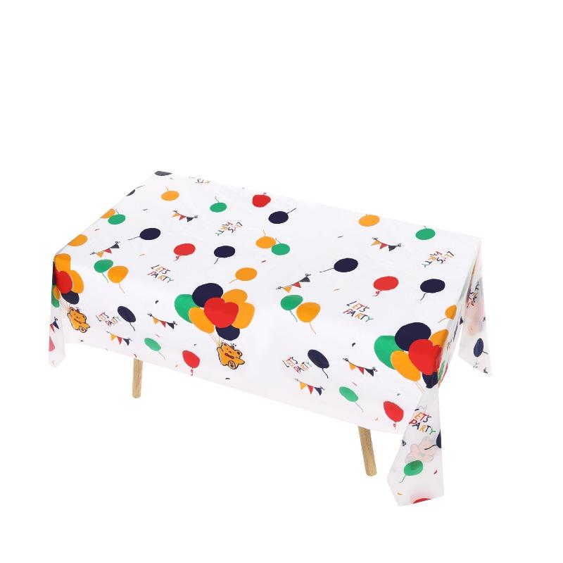 Happy Birthday Tablecloth Balloon Printed Disposable Waterproof Tablecloth Kindergarten Party Decora Birthday Theme Decoration Rectangular Tablecloths